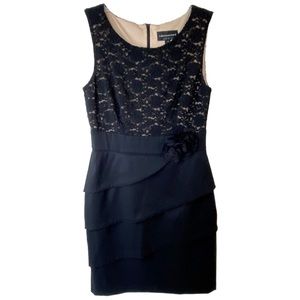 Formal Little Black Dress size 10 Lace Top Tiered Skirt